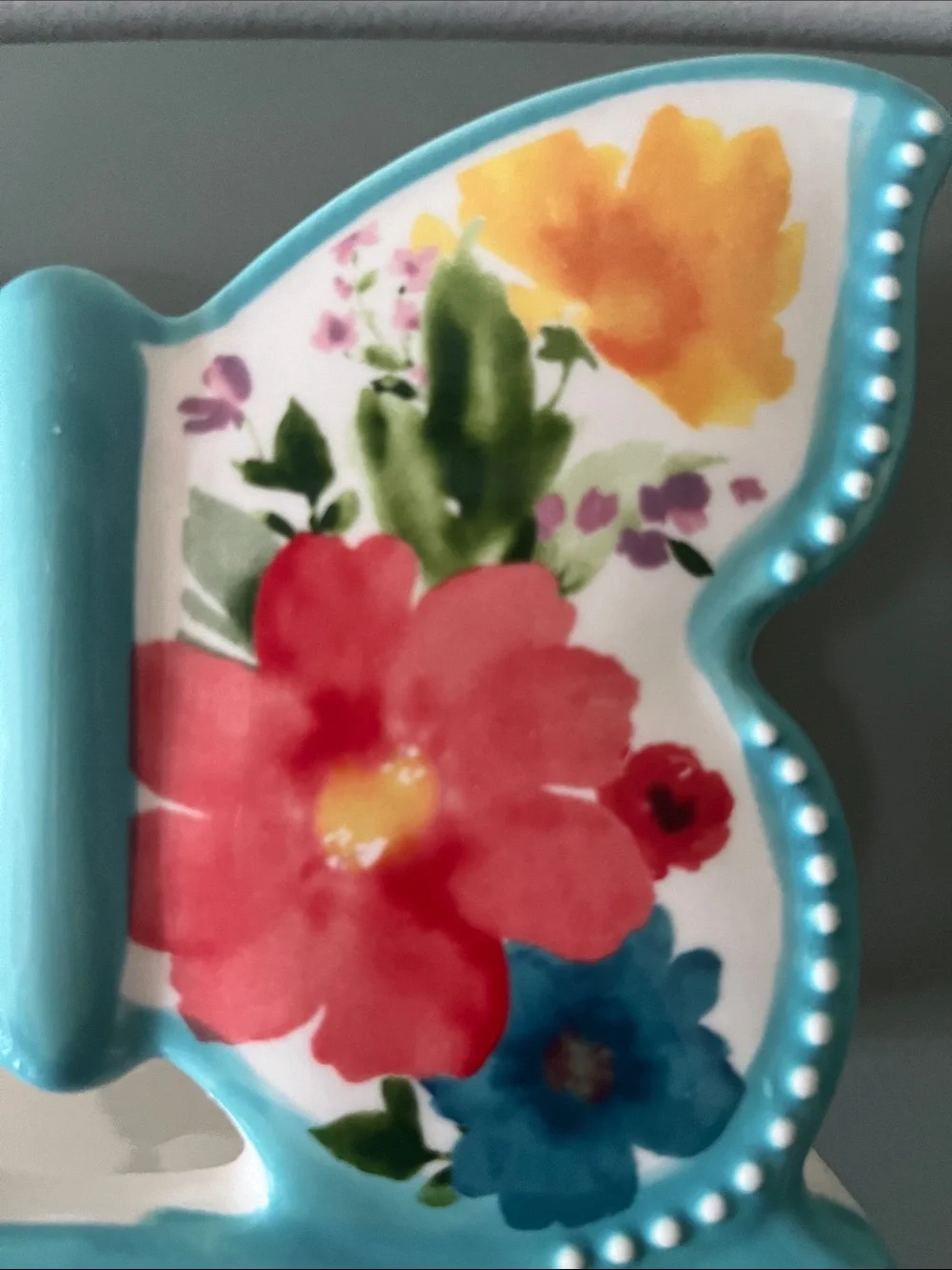 Retired Pioneer Woman Breezy Blossom Butterfly Ceramic Napkin Holder